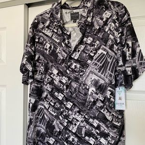 NYC skyview Guess button down.